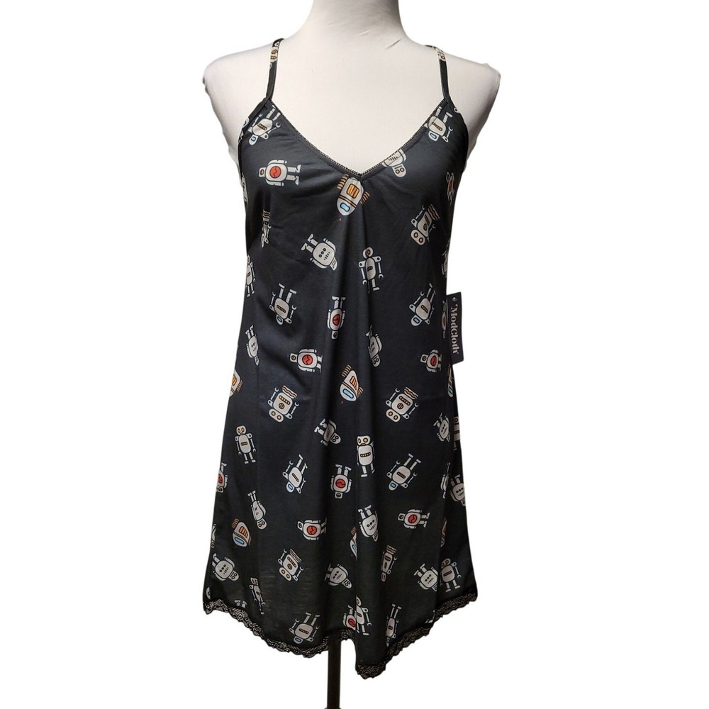 ModCloth Robot Slip Dress Nightgown Whimsey‎ Novelty Print Nerdy Quirky Size L